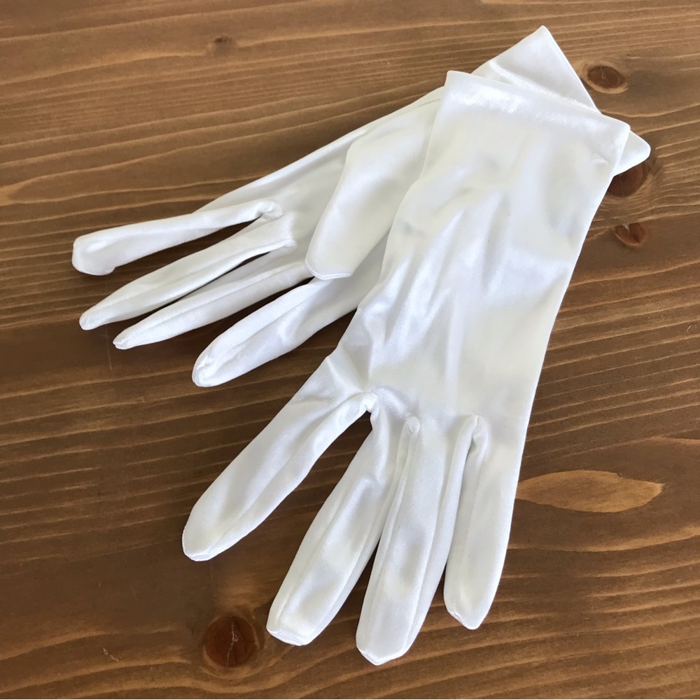 NEW White Satin Wrist-length Formal Gloves